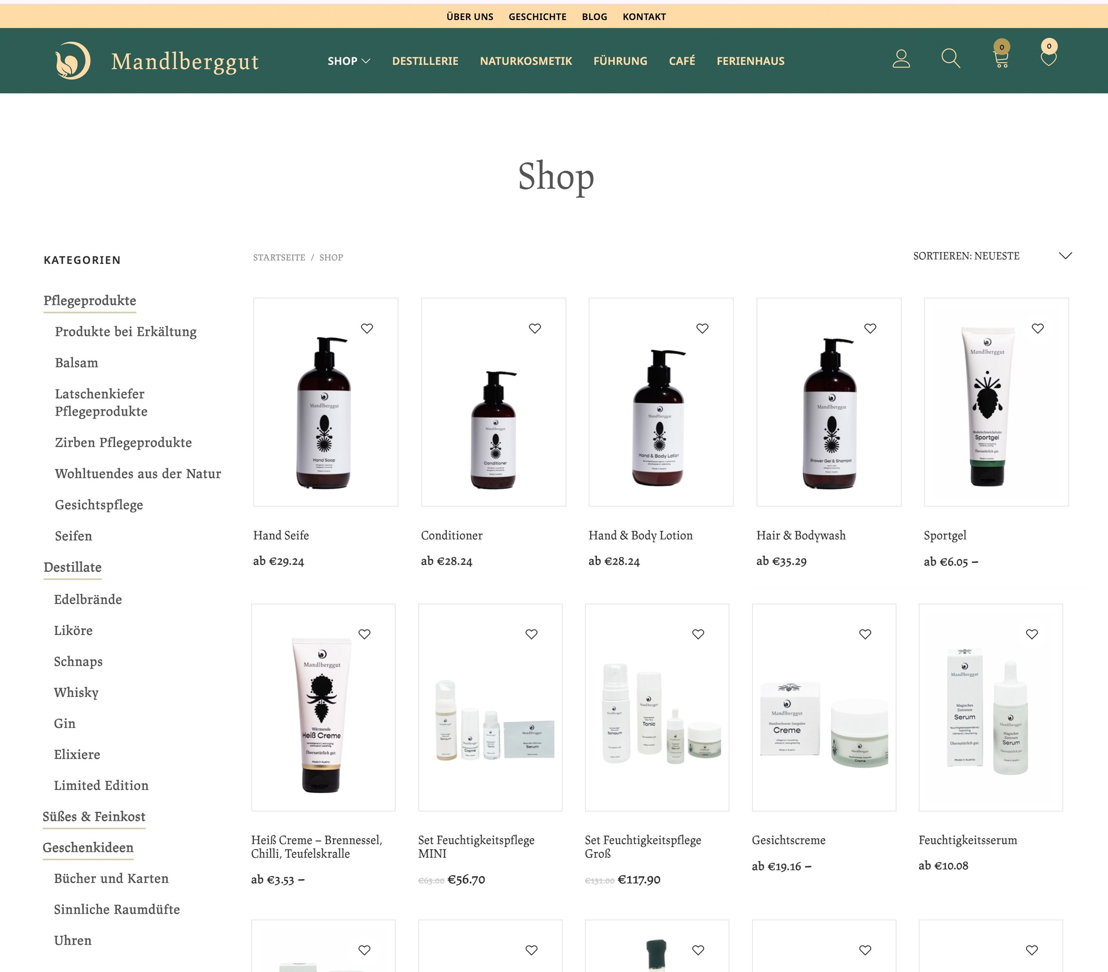 PRUEFEN: Webshop Mandlberggut
