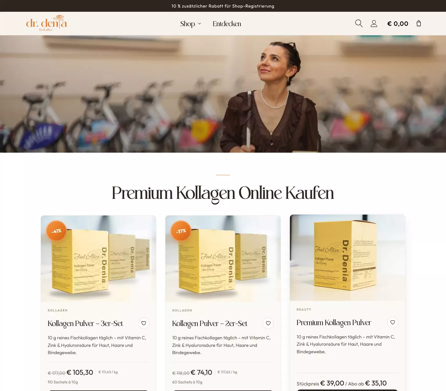 Onlineshop Kollagen Pulver: Produktliste mit Preisen, Webshop erstellen lassen