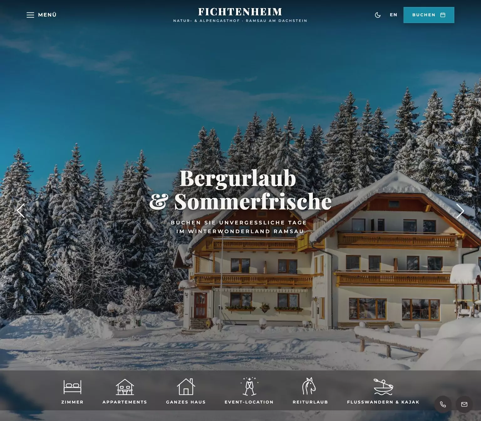 Neue Website für einen Alpengasthof in Ramsau am Dachstein: Bergurlaub und Sommerfrische im Winterwunderland, Webdesign-Referenz Hotel und Gasthof