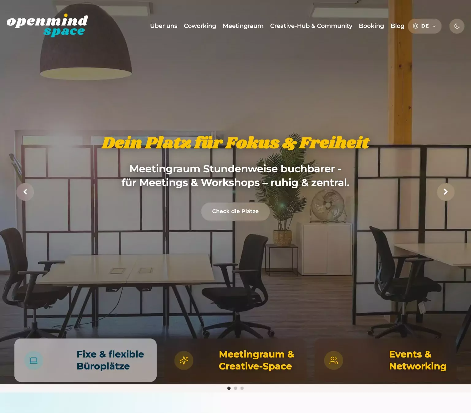 Neue Website für einen Coworking-Space in Schladming: Büroplätze und Meetingraum zum Buchen, Webdesign-Referenz Coworking
