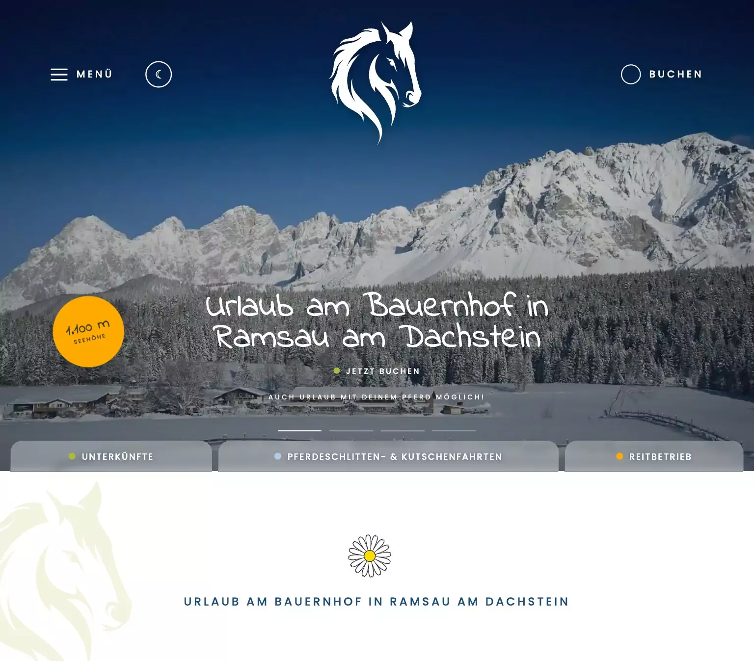 Neue Website für einen Reiterhof in Ramsau am Dachstein: Urlaub am Bauernhof vor dem Dachstein, Webdesign-Referenz Tourismus
